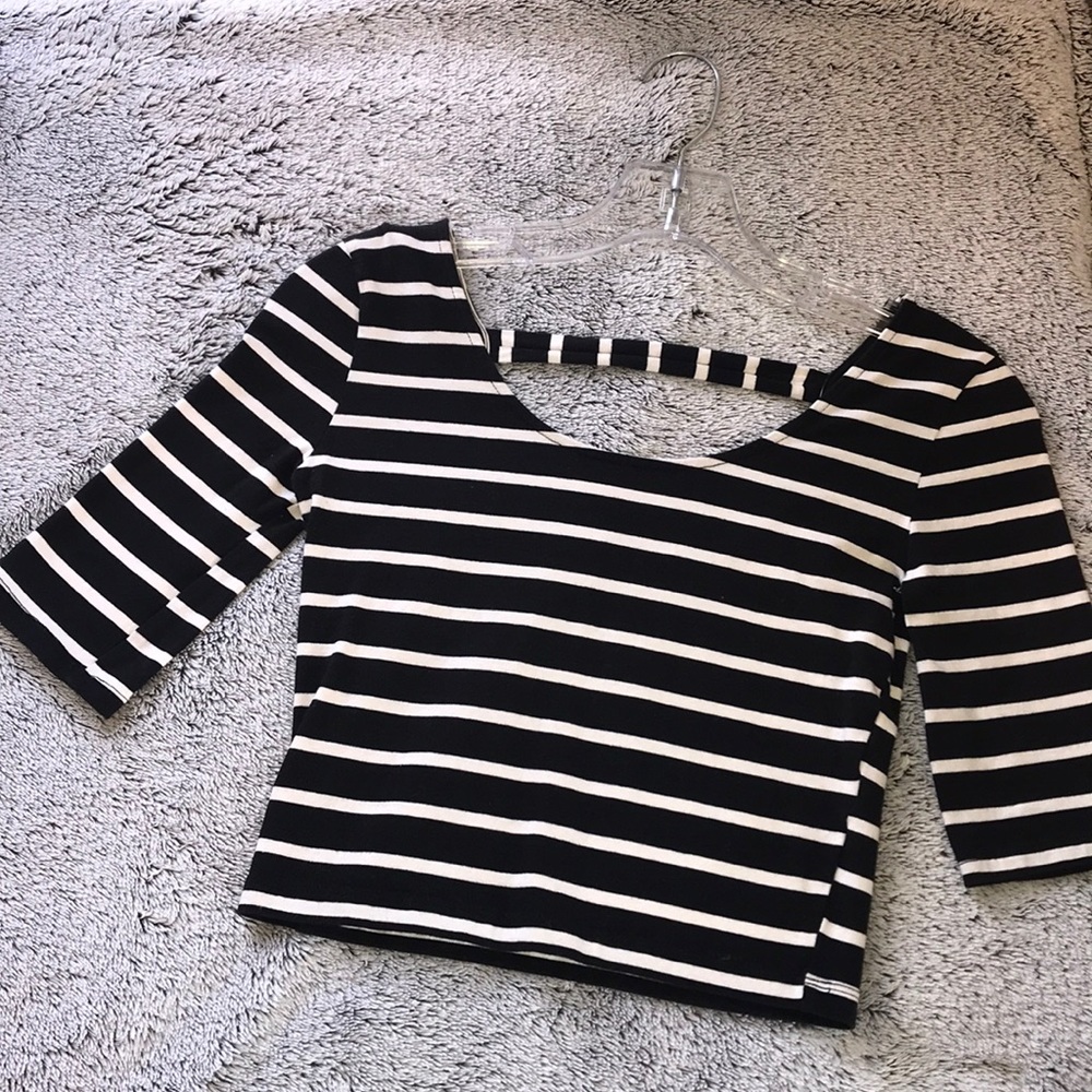 Striped Crop Top with Open Back Detail
